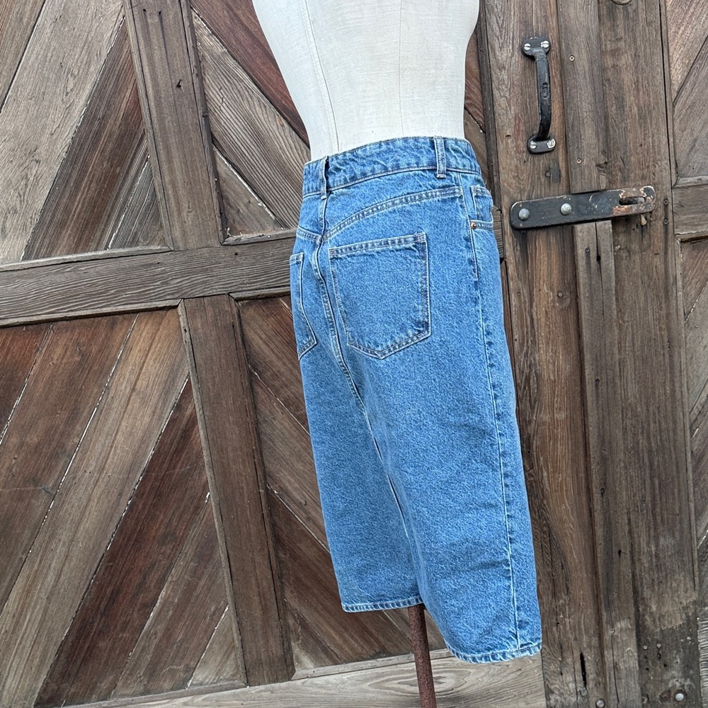 H&M Blue Denim Skirt Split Front 4 - Picture 3 of 5